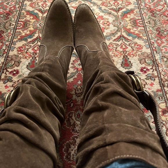 Coach brown Suede and leather 3 inch heel boots size 8.5 - Picture 8 of 14